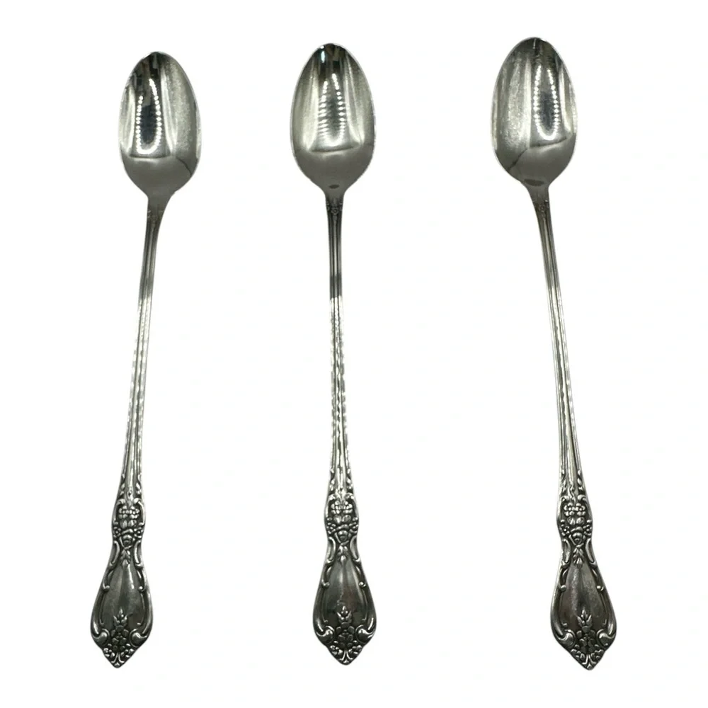 3 Iced Teaspoons Oneida Kennett Square Distinction Deluxe HH Stainless 7 5/8